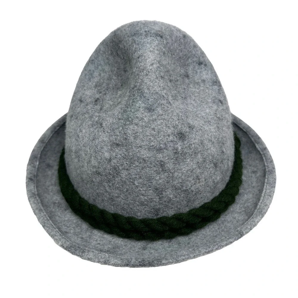 Dolomiten Lienz Hat Wool Gray‎ Green Woven Detail Men Sz 21 in Made in Austria